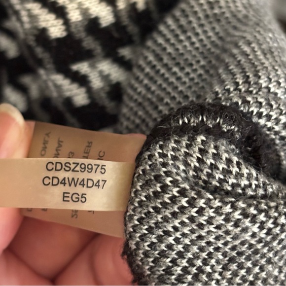 Calvin Klein Houndstooth Knit Fit & Flare Dress Women's Small S Black White Work - Picture 8 of 16